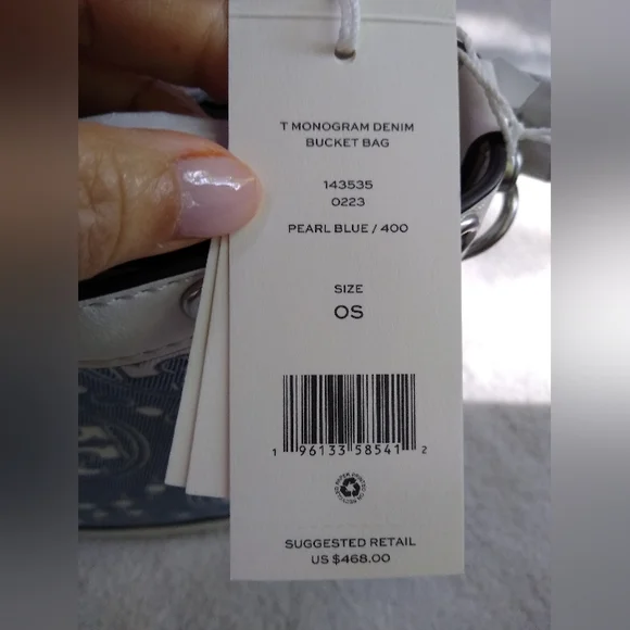 BRAND NEW Tory Burch T Monogram Denim Bucket Bag - Picture 6 of 8